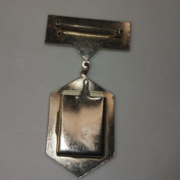 Vintage Dangle Photo Frame Brooch Pin Purple Royal Ceremonial Style - Picture 6 of 10